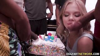 Babe Coco Lovelock got a huge surprise for her birthday, 11 big black cocks