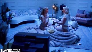 Two voluptuous girls Skye and Blake have passionate lesbian sex