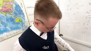 The teacher called the girl to the desk and fucked her hard