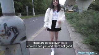 A hot petite teen nearly gets hit by a taxi and gets fucked