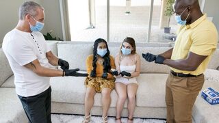 Step daughters Sera Ryder and Alona Bloom get their pussies washed and fucked by step dads in a taboo swap