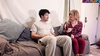 A step mom helped her stepson to stop jerking off by sex with her