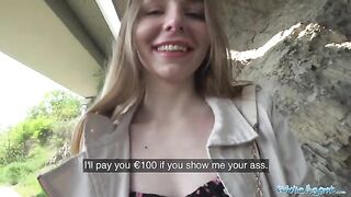 A long-haired Ukrainian girl was talked into sex with a stranger outdoors
