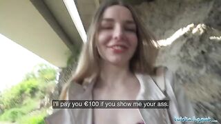 A long-haired Ukrainian girl was talked into sex with a stranger outdoors