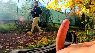 I was jogging in the park and a kinky MILF made me cum hard