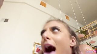 Brunette babe Gia Derza takes two cocks in her holes
