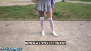 Slim Italian college girl fucks outdoors for cash in this hot vid