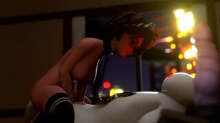 Aunt Cass rides Baymax's cock in an intense scene