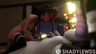 Aunt Cass rides Baymax's cock in an intense scene
