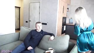 A girl’s mom is giving a sex lesson to her boyfriend in a steamy scene