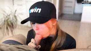 You deserve a blowjob today, and this hot blonde babe agrees