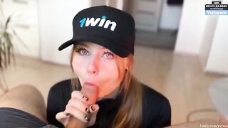 You deserve a blowjob today, and this hot blonde babe agrees