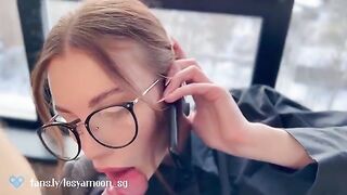 A woman cheating on her husband while talking on the phone