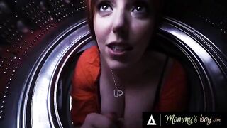 Pervert stepbro and stepsis screw sexy stepmom Lauren Phillips in the washer