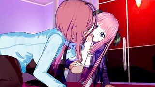 The best threesome sex with Miku and Nino in a quintessential scene