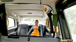 A sexy passenger with a wet pussy squirts on the cabbie’s cock in Fake Taxi