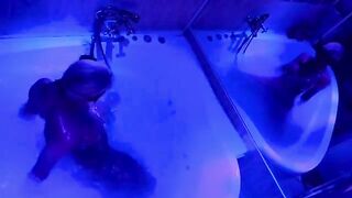 Sex with a blonde in the bathroom with toys
