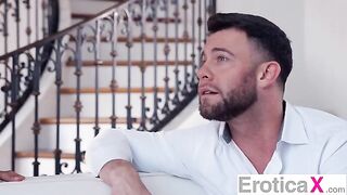 A beauty sneaks to her boyfriend's house to have a threesome