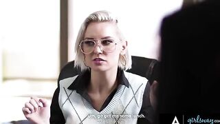 The boss fucks her two bad employees in a steamy threesome