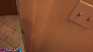 A stepmom prepares for bed while her stepson watches and indulges himself