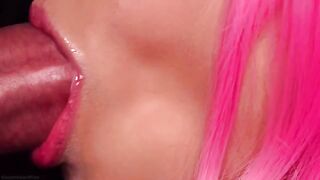 Best milky blowjob with pink hair, delicious cum in mouth ASMR 4K