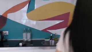 Skinny Asian skater girl with tight pussy licks my fat balls