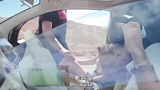 The guy in the car makes a blowjob to an unknown passers-by