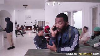 Harley King, a blonde babe, gets her face covered with 17 guys' cum in a bukkake