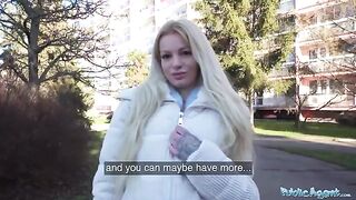 German blonde MILF gets fucked by a stranger in a public spot for cash
