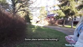 German blonde MILF gets fucked by a stranger in a public spot for cash