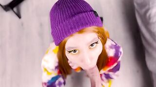 A red-haired girl showed her ass to the guy after giving a blowjob in 4K