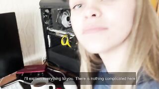 A cute girl studies anatomy in practice with her boyfriend