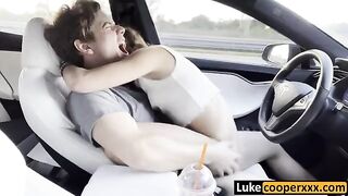 Cutie fucks with a hot guy in his car