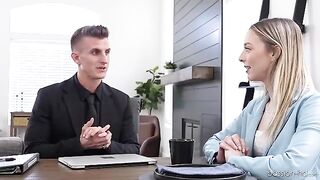 Skinny babe needs to fuck for a job, and she’s damn good at it