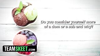 The interviewer tried to guess the weight of the ice cream treat
