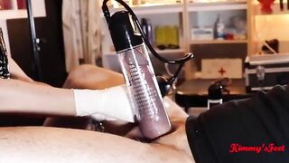Cock pumping with a vacuum and intense ejaculation release