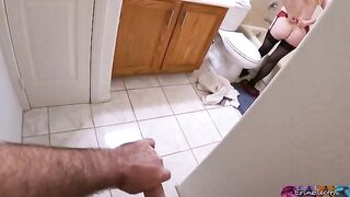 A hot stepmom is undressing after work when her stepson secretly watches and masturbates
