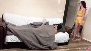 The husband enjoyed watching his wife getting fucked by his friend on the couch