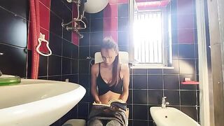 My tattooed friend fucked me hard in the bathroom, a true voyeur’s dream
