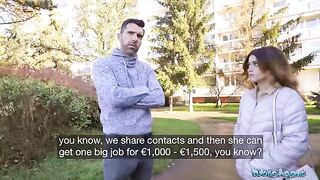 Public Agent: Tight Spanish babe gets fucked behind her husband’s back for cash