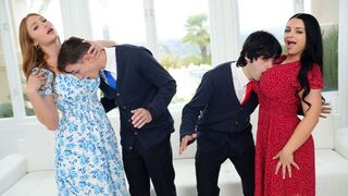 Pervert stepsons can't talk to girls, so their big-breasted stepmoms teach them