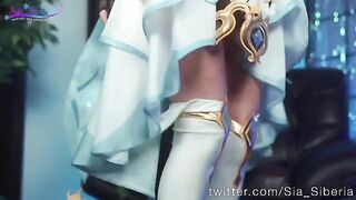 Genshin Lumine probes Sia Siberia's wet pussy
