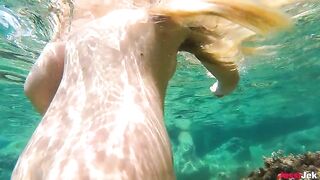 Babe JessiJek has amazing sex with a big ass on the beach in POV