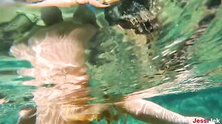 Babe JessiJek has amazing sex with a big ass on the beach in POV