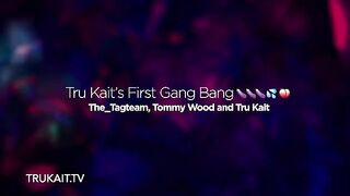 First gangbang for stunning Latina star Tru Kait, known for her captivating 34D-25-38 measurements and passionate performances