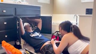 An Asian girl got banged by a repairman in POV style