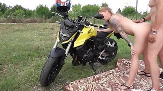 Hot curvy MILF getting fucked by a random stranger on picnic