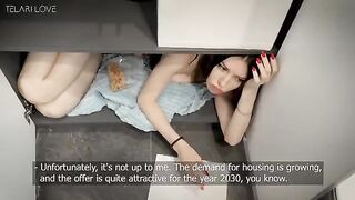 A hot brunette tried to extend a wardrobe lease, ending up with cum inside