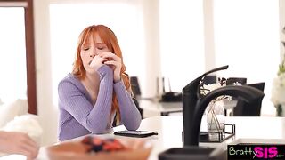 Tiny redhead Madi Collins asks her stepbro to help her out with some intimate therapy