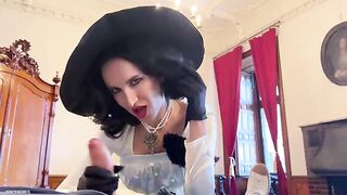 Gorgeous cosplay of Lady Dimitrescu from Resident Evil Village getting fucked hard